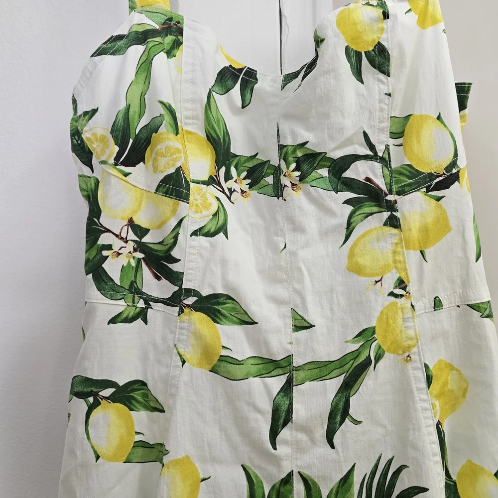Avec Les Filles White and Yellow Lemon-Print Midi Dress - Picture 3 of 16